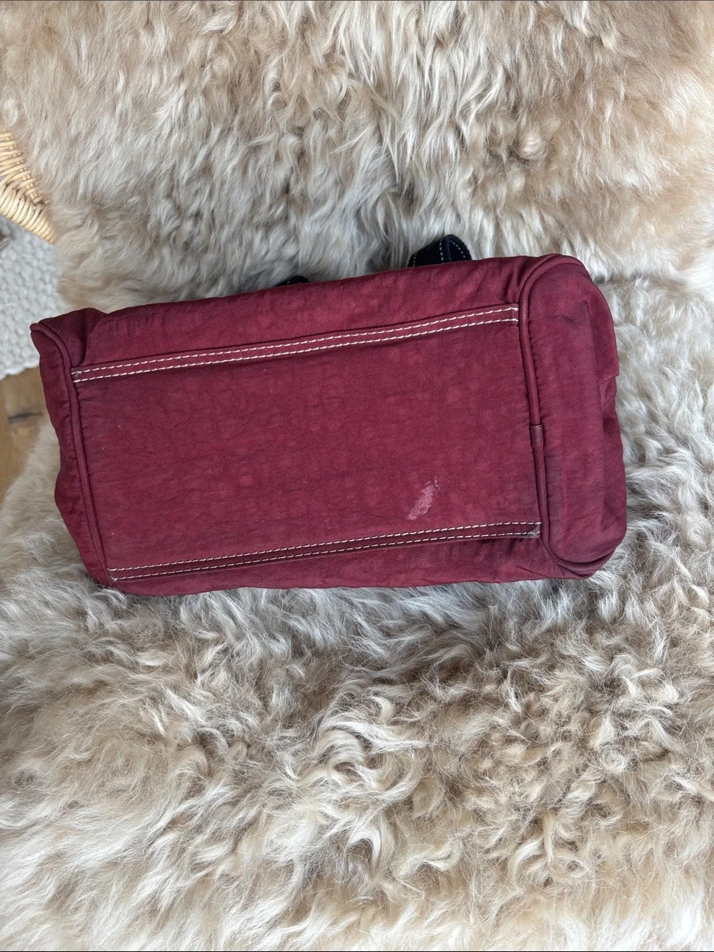 Kipling Deep Red Dual-Zip Cosmetic Case